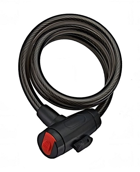 Велозамок 15x1500мм на ключе, трос в оболочке, черный, RP-2129, RAPIDA