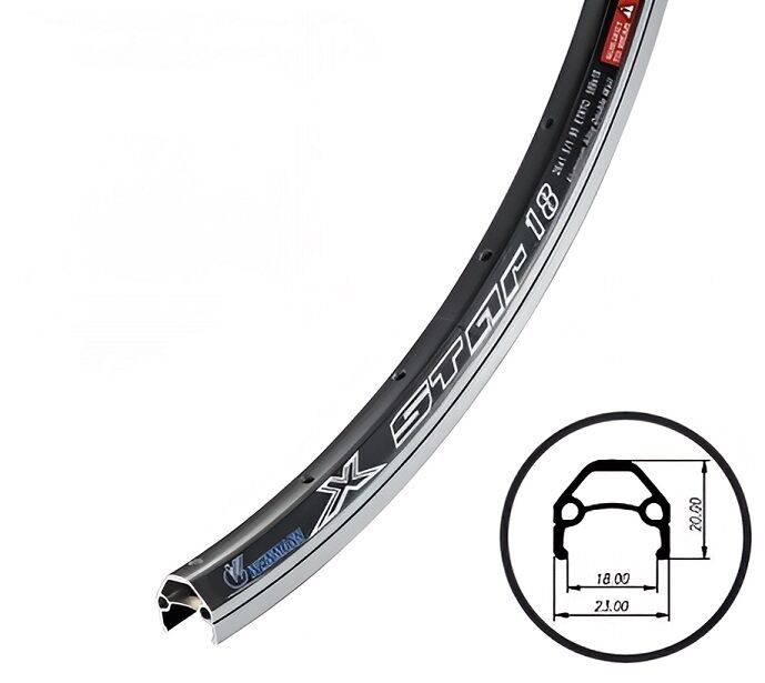 Обод 20" Weinmann X-STAR18, 28H, двустеночный, A/V, 406x17.8мм, анодир., черный