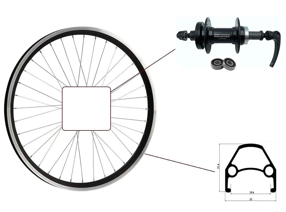 Колесо заднее 26" диск., под трещётку, промподш., алюм.втулка, эксцен., NOVATEC