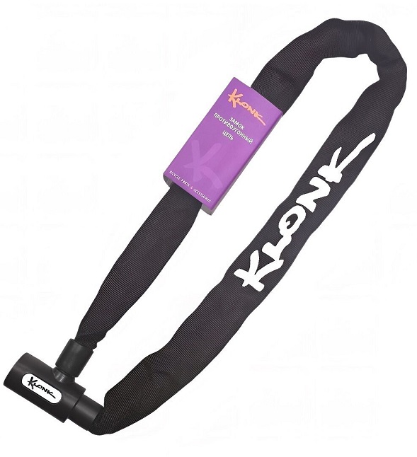 Велозамок цепь 6х900мм, с ключами, тканевая оплетка, Klonk KLK-13016