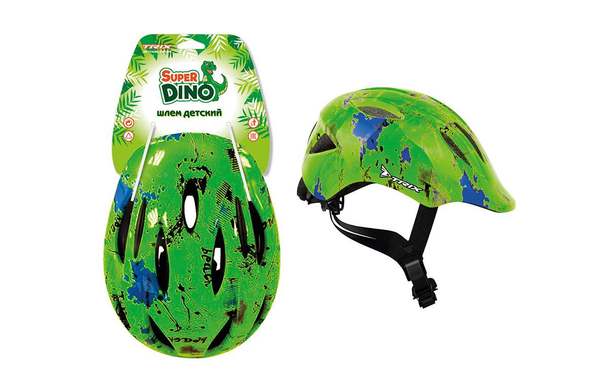 Шлем детский TRIX Super Dino, 11 отверстий, регулировка обхвата