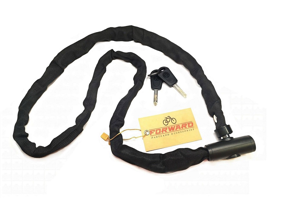 Велозамок цепь 4х900мм, 2 ключа, тканевая оплетка