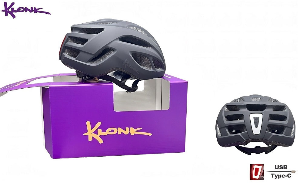 Шлем Klonk, 28 отв., с интегрированным задним фонарем (USB Type-C), M/L (57-61см), Black matte