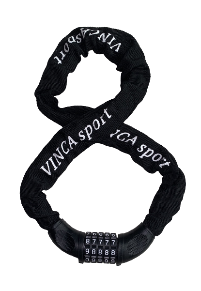 Велозамок цепь 6х900мм кодовый, в текстил. чехле, черный, Klonk