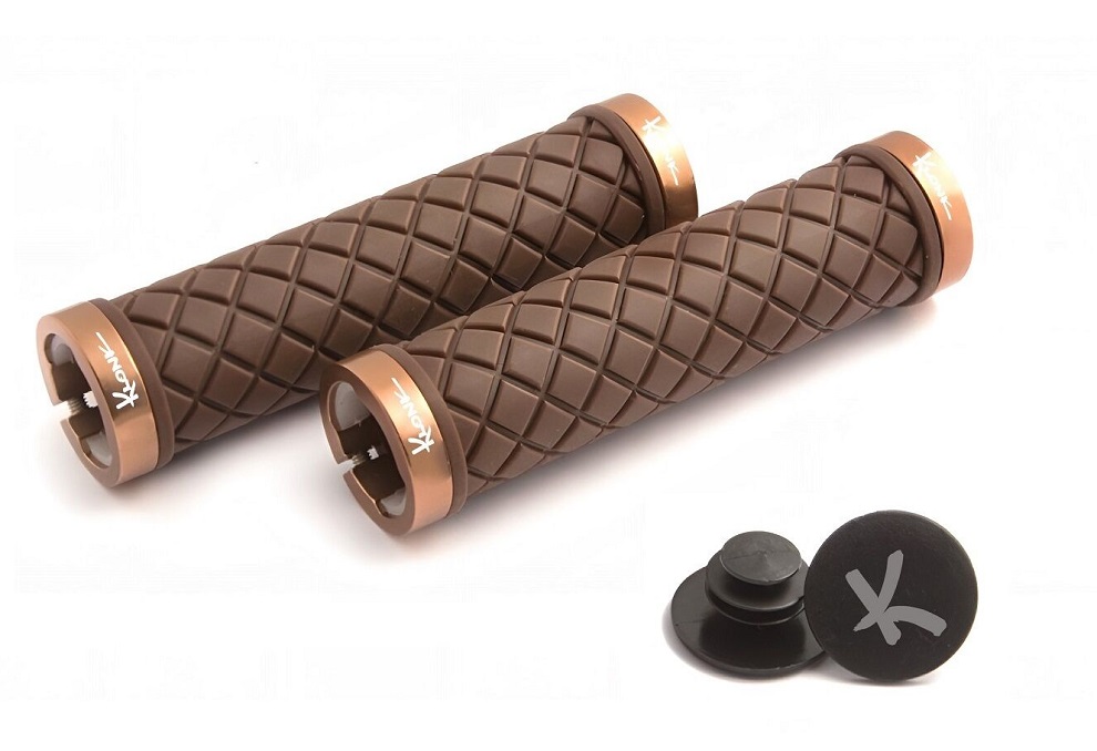 Грипсы Klonk 130 мм, Two Side Lock Alu, с барендами, KLK-11009, коричневый