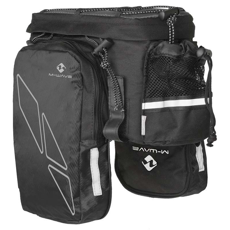 Велосумка на багажник с боковыми карманами, M-WAVE, V=16л, черно-серая