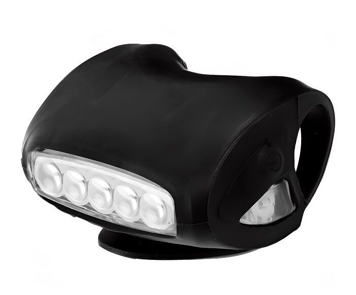 Фара передняя DC-388, 7 LED (5 бел, 2 красн.), силиконовый корпус, 3 режима