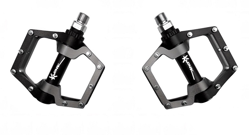 Педали KLONK, 112х102, 9/16", алюминиевые, ось Cr-Mo, на промподшипниках, съемные шипы, KLK-17006