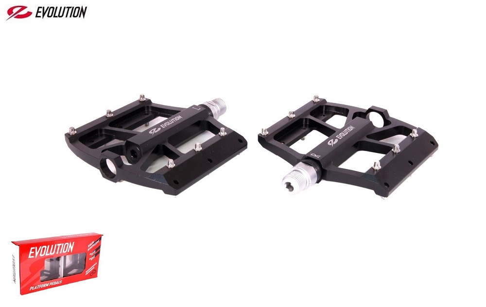 Педали EVOLUTION ALNC-V905, 112х105мм, 9/16", 3 промподшипника, съемные шипы, алюм.