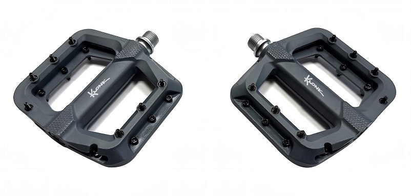 Педали KLONK, 115х102, 9/16", нейлон, ось Cr-Mo, на промподшипниках, съемные шипы, KLK-17008