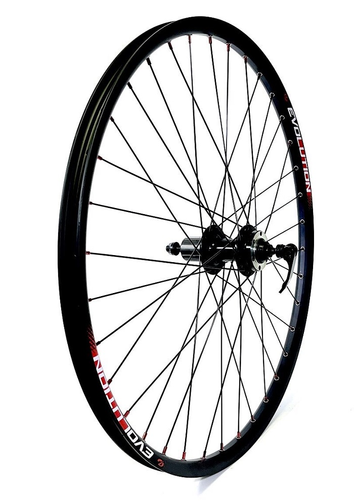 Колесо заднее 26" диск, под кассету, на промподш, дв.обод, эксцентрик, Evolution
