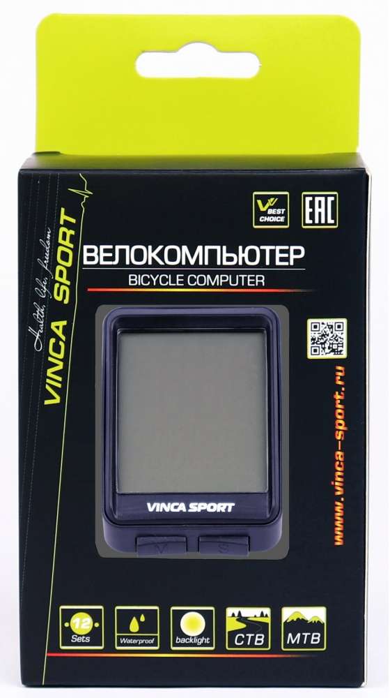 Велокомпьютер Vinca Sport, беспроводной, 12 функций