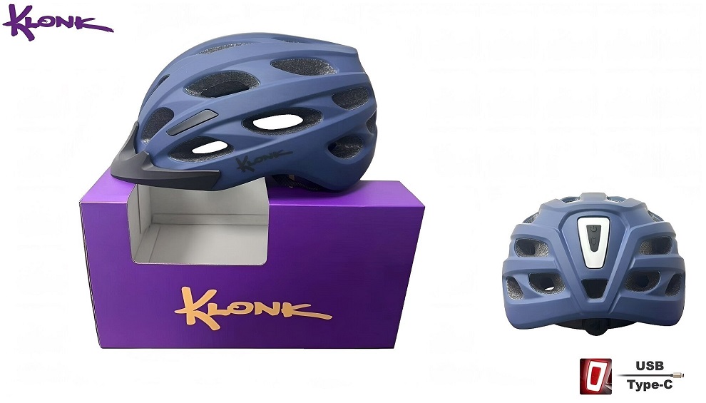 Шлем Klonk, 28 отв., с интегрированным задним фонарем (USB Type-C), M/L (55-61см), Matte dark blue