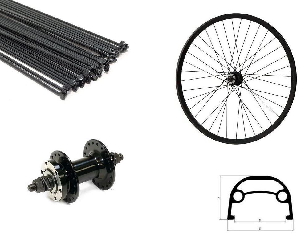 Колесо переднее 26" диск, двойной обод, алюм. втулка, на гайке